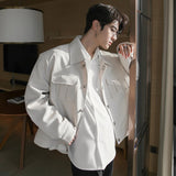 TRYESS-men fall outfits Korean Style Outwear 00's Fashion Streetwear  -Autumn/Winter Coat Jacket INS Style Street Fashion Metal Button Shirt Jacket