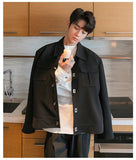 TRYESS-men fall outfits Korean Style Outwear 00's Fashion Streetwear  -Autumn/Winter Coat Jacket INS Style Street Fashion Metal Button Shirt Jacket