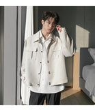 TRYESS-men fall outfits Korean Style Outwear 00's Fashion Streetwear  -Autumn/Winter Coat Jacket INS Style Street Fashion Metal Button Shirt Jacket