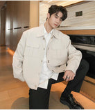 TRYESS-men fall outfits Korean Style Outwear 00's Fashion Streetwear  -Autumn/Winter Coat Jacket INS Style Street Fashion Metal Button Shirt Jacket