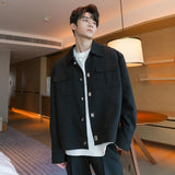 TRYESS-men fall outfits Korean Style Outwear 00's Fashion Streetwear  -Autumn/Winter Coat Jacket INS Style Street Fashion Metal Button Shirt Jacket