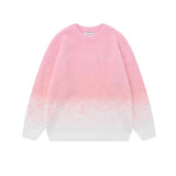 Tryess- Mohair Gradient Color Round Neck Sweater