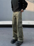 Tryess- Multiple Pockets Casual Cargo Jeans