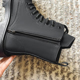 Tryess- Munhak Matte Black Chunky Lace-Up Boots