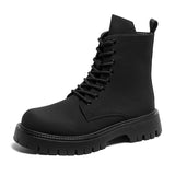 Tryess- Munhak Matte Black Chunky Lace-Up Boots