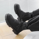 Tryess- Munhak Matte Black Chunky Lace-Up Boots