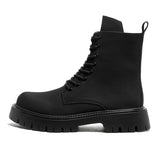 Tryess- Munhak Matte Black Chunky Lace-Up Boots