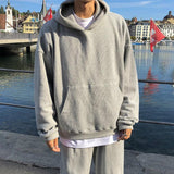 Tryess-TRY No. 3135 GRAY KNITTED HOODIE AND WIDE SWEATPANTS (TOP & BOTTOM)