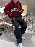 Tryess- TRY11035 CRIMSON RED LETTERED PULLOVER HOODIE