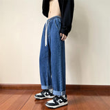 men’s outfits Jeans Men's Loose Straight Korean Style Trendy Ins Versatile Men's Pants Casual Wide Leg Pants-P35