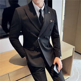 suit Special Offer Manufacturer Men's Double Breasted Suit Suit Men's Business Suit Three-Piece Suit plus Size