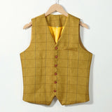 mens costumes Fashion Simple Men's Vest Vest Business plus Size Formal Casual Plaid Single-Breasted