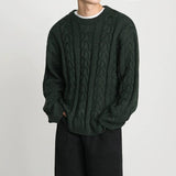 Tryess-TRY No. 10183 DARK GREEN TWIST KNITTED SWEATER