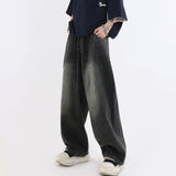 TRYESS- TRY11756 RECONSTRUCTED BLACK WIDE STRAIGHT DENIM JEANS