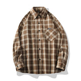 masc outfits 2024 New Men's Long-Sleeved Plaid Shirt Hong Kong Style Ins Fashion Loose plus Size Casual Shirt Men