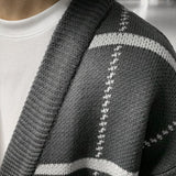 Tryess-TRY No. 5179 GRAY STRIPE KNITTED CARDIGAN