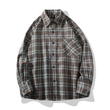 men fall outfits casual 2024 Spring New Long Sleeve Plaid Shirt Men's Casual Loose Thin Shirt Coat Hong Kong Style plus Size