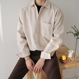 Tryess- TRY3505 DARK CREAM CORDUROY COLLAR SHIRT