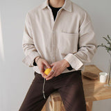 Tryess- TRY3505 DARK CREAM CORDUROY COLLAR SHIRT