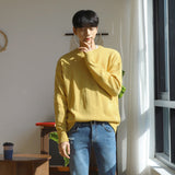 mens outfits Korean Style Men's round Neck Sweater Versatile Artistic Loose Pullover Autumn and Winter Trendy New Hong Kong Style Bottoming Shirt