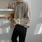 Tryess-TRY No. 5555 KNITTED HALF TUTryess-TRYLENECK COLLAR HALF ZIP-UP SWEATER