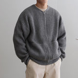 Tryess-TRY No. 4454 KNITTED ROUND-NECK CARDIGAN SWEATER