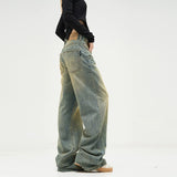 Tryess-TRY No. 10124 RETRO BLUE WIDE STRAIGHT DENIM JEANS