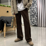 Tryess-TRY No. 6359 CORDUROY WIDE STRAIGHT PANTS