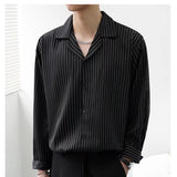 TRYESS-men fall outfits  estilos de ropa para hombre Long Sleeve Striped Shirt Men's Ins Korean Style Trendy Internet Celebrity Shirt Spring and Summer Japanese Style Loose Handsome Casual Jacket