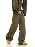 Tryess-TRY No. 10266 COFFEE WIDE STRAIGHT PANTS