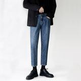 men in black costume Straight Loose Jeans Men's Autumn Korean Style Fashionable Cropped Pants Casual Cropped Pants