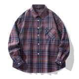 masc outfits Fall High Quality 2024 New Men's Classic Plaid Shirt Loose Lapel Japanese Retro Versatile Casual Lining