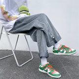 men’s outfits Spring and Summer Trendy Men's Jeans Loose Straight Casual Draping Wide-Leg Hong Kong Style Cropped Sports Long Pants