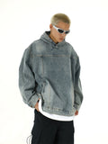 Tryess-TRY No. 10259 HOODED DENIM PULLOVER HOODIE