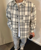 TRYESS-MEN'S AUTUMN WINTER CASUAL OUTFITS TRY. 9005 WHITE PLAID SHIRT JK