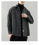 guys fashion casual Workwear Plaid Shirt Men's Spring and Autumn Coat Long Sleeve Korean Style Trendy Loose All-Match Artistic Hong Kong Style Shirt