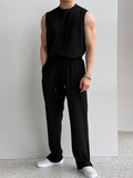 Tryess-TRY No. 9524 PLEATED SLEEVELESS SHITryess-TRY & WIDE DRAWSTRING PANTS