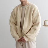 Tryess-TRY No. 4454 KNITTED ROUND-NECK CARDIGAN SWEATER