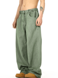 Tryess-TRY No. 11193 WASHED GREEN WIDE STRAIGHT JEANS