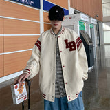 men in black costume American Retro Jacket Men's Korean-Style Fashionable Loose Casual Baseball Uniform Ins Hong Kong Style Street Letter Jacket