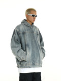 Tryess-TRY No. 10259 HOODED DENIM PULLOVER HOODIE