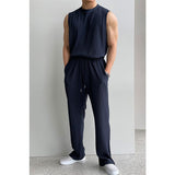 Tryess-TRY No. 9524 PLEATED SLEEVELESS SHITryess-TRY & WIDE DRAWSTRING PANTS