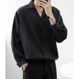 TRYESS-men fall outfits  estilos de ropa para hombre Long Sleeve Striped Shirt Men's Ins Korean Style Trendy Internet Celebrity Shirt Spring and Summer Japanese Style Loose Handsome Casual Jacket