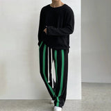 Tryess-TRY No. 10201 DRAWSTRING STRIPED STRAIGHT PANTS