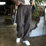 Tryess-TRY No. 10927 FOLDED PLEATED STRAIGHT PANTS