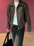 Tryess-TRY No. 11274 OLD BROWN RODEO LEATHER ZIP-UP JK