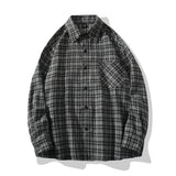 men fall outfits casual 2024 Spring New Long Sleeve Plaid Shirt Men's Casual Loose Thin Shirt Coat Hong Kong Style plus Size