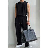 Tryess-TRY No. 9524 PLEATED SLEEVELESS SHITryess-TRY & WIDE DRAWSTRING PANTS