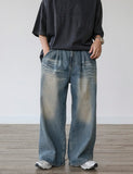 TRYESS- TRY10977 WASHED DENIM STRAIGHT JEANS