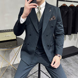 suit Business Casual Suit Men's Slim Fit Bridegroom Wedding Suit Formal Dress Solid Color Suit Three-Piece Suit